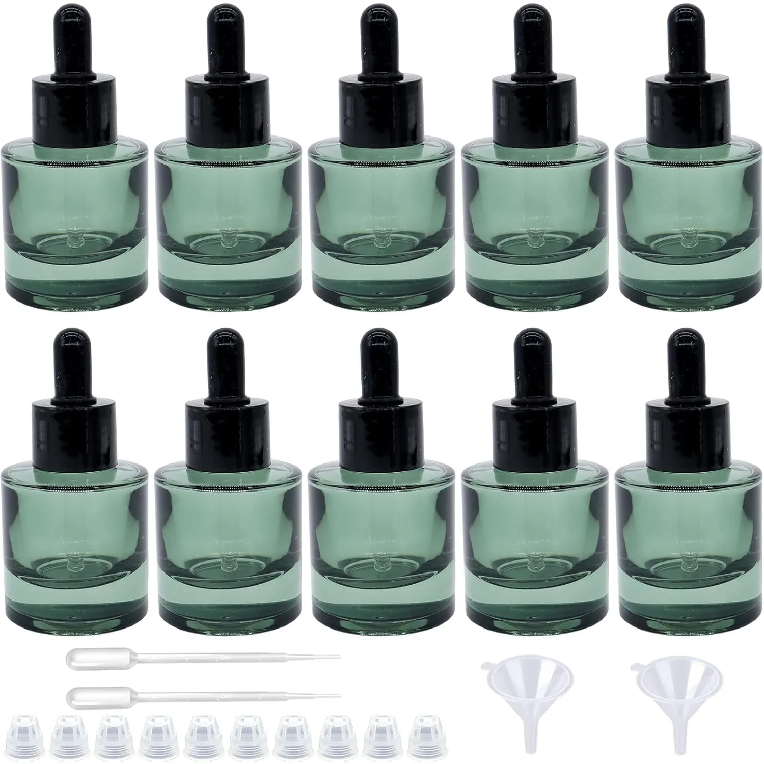 

10pcs 1oz Empty Serum Bottle 30ml Dark Green Glass Essential Oil Dropper Bottle Travel Aromatherapy Oil Container Dropper Bottle