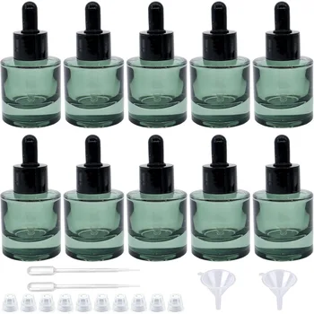 10pcs 1oz Empty Serum Bottle 30ml Dark Green Glass Essential Oil Dropper Bottle Travel Aromatherapy Oil Container Dropper Bottle