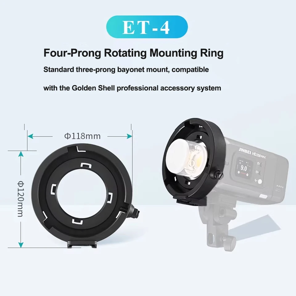 JINBEI ET-4 Bowens Mount Adapter Ring for HD250MAX view 5