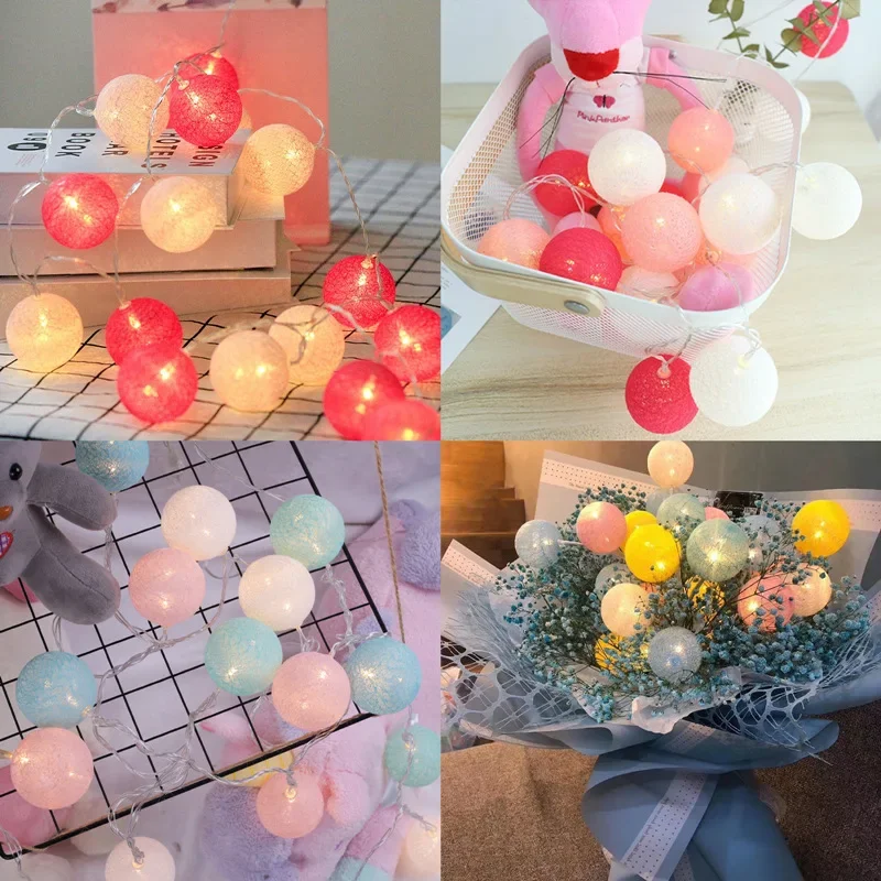 20 المصابيح القطن الكرة أكاليل الجنية أضواء سلسلة زينة عيد الميلاد في الهواء الطلق الزفاف مصابيح حديقة أكاليل الشوارع هدايا السنة الجديدة #6