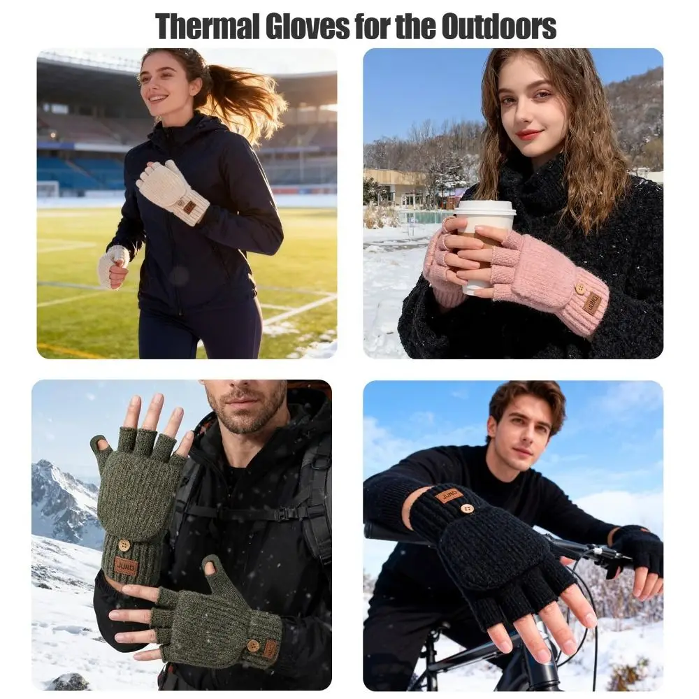 

Вязаные перчатки без пальцев с откидным верхом, термовязаные перчатки с полузакрытием, эластичные перчатки с флисовой подкладкой и половиной пальца