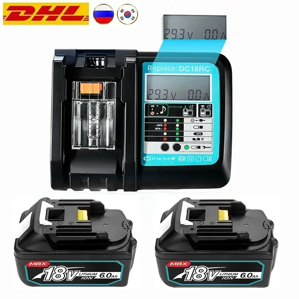 LCD 충전기 충전식 리튬 이온 배터리, 마키타 18 V 배터리, 18 V 6000mAh, 6Ah BL1840 BL1850 BL1830 BL1860 LXT400, 신제품