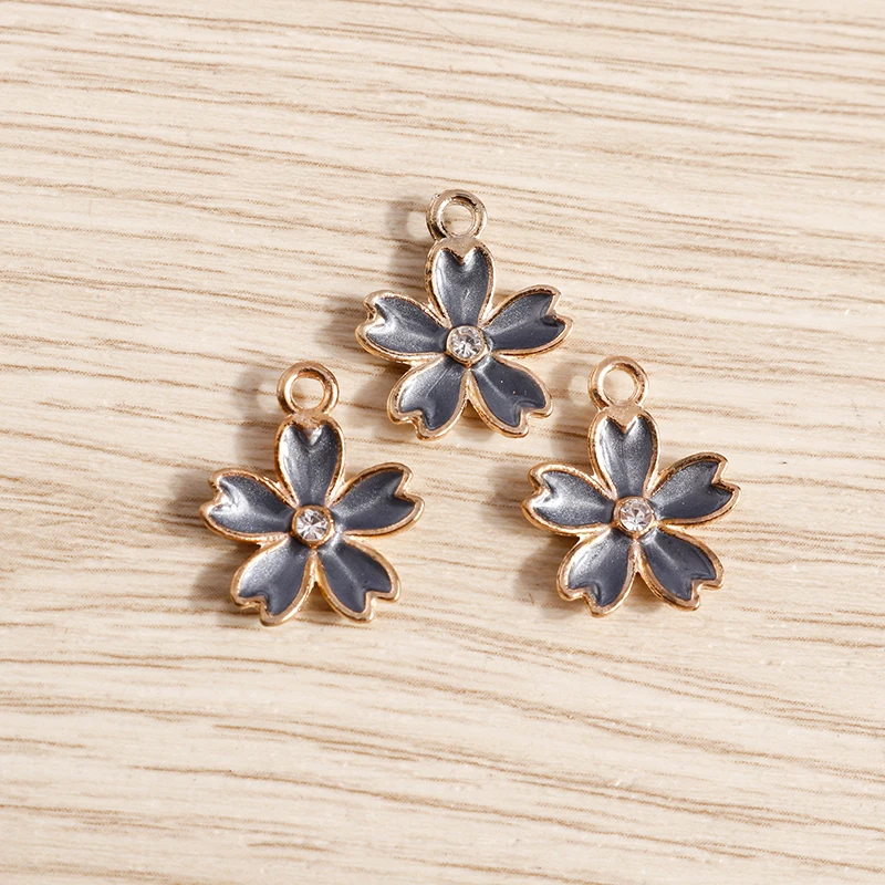 Tusember 20 Stück 14*17mm bunte, niedliche Sakura-Kirschblüten-Anhänger für handgefertigte Ohrhänger, Armbänder, Schmuckherstellung und Bastelarbeiten – Detail 9