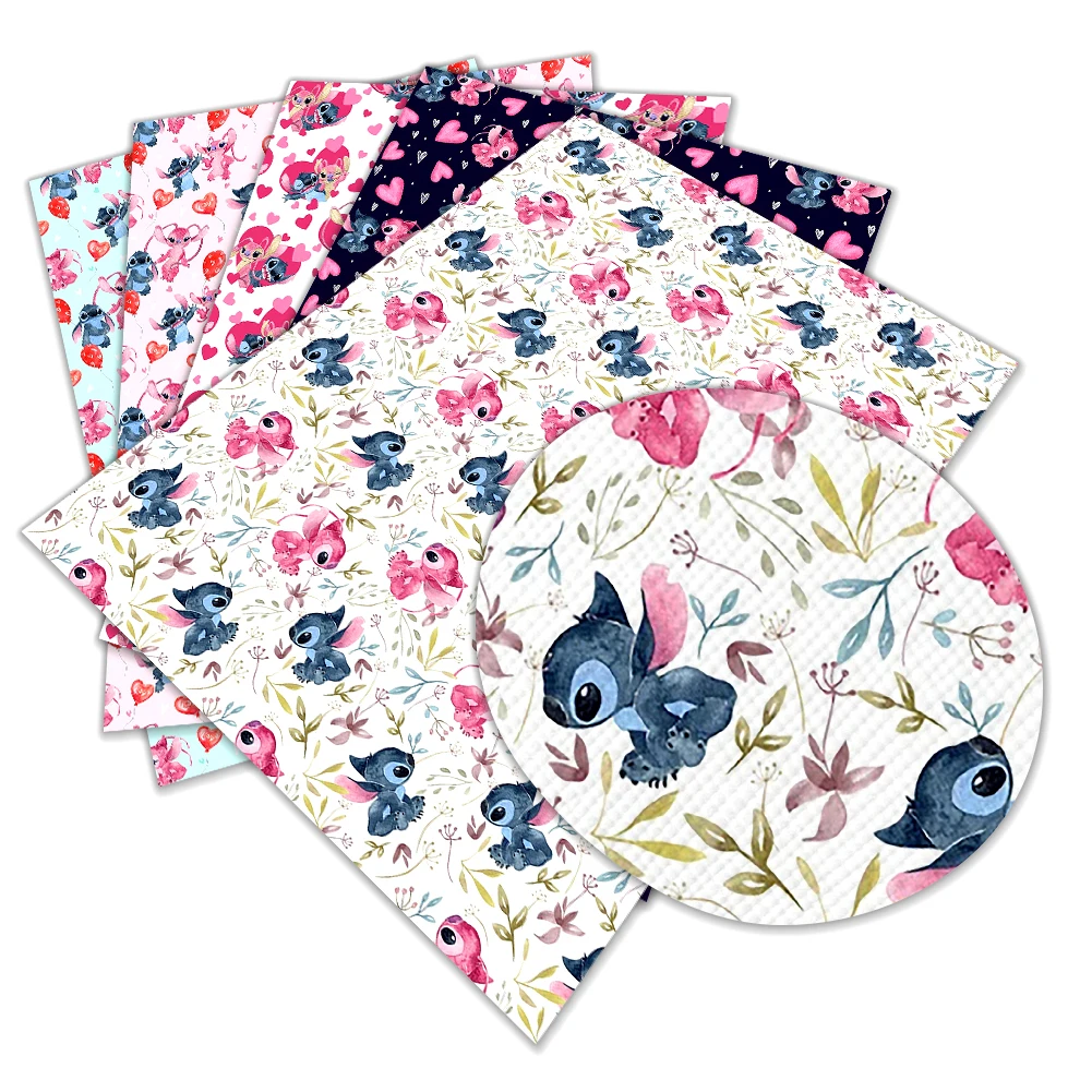 

Disney Stitch New Print Pattern Faux Leather Vinyl Cross Grain for DIY Hair Bow Jewelry Earring Craft Making 30*22cm