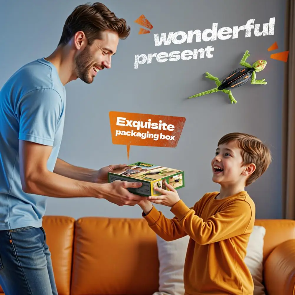 Realistic Biomimetic RC Wall Climbing Lizard Robot Toy, Remote Control Gecko that Climbs Glass & Smooth Walls Home Family Toy