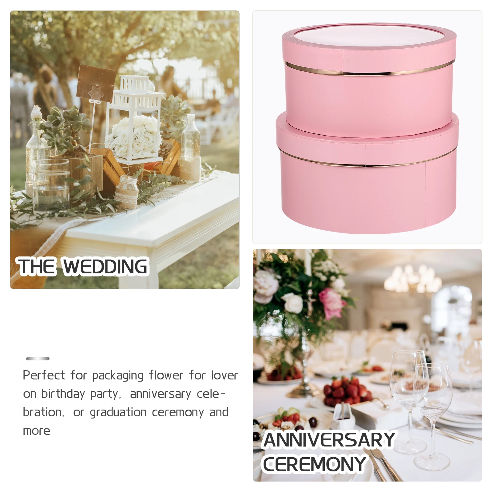 

2Pcs Flower Gift Boxes Delicate Round Packaging Box Semi Transparent Lid for Bouquets Valentines Gifts Floral Arrangements