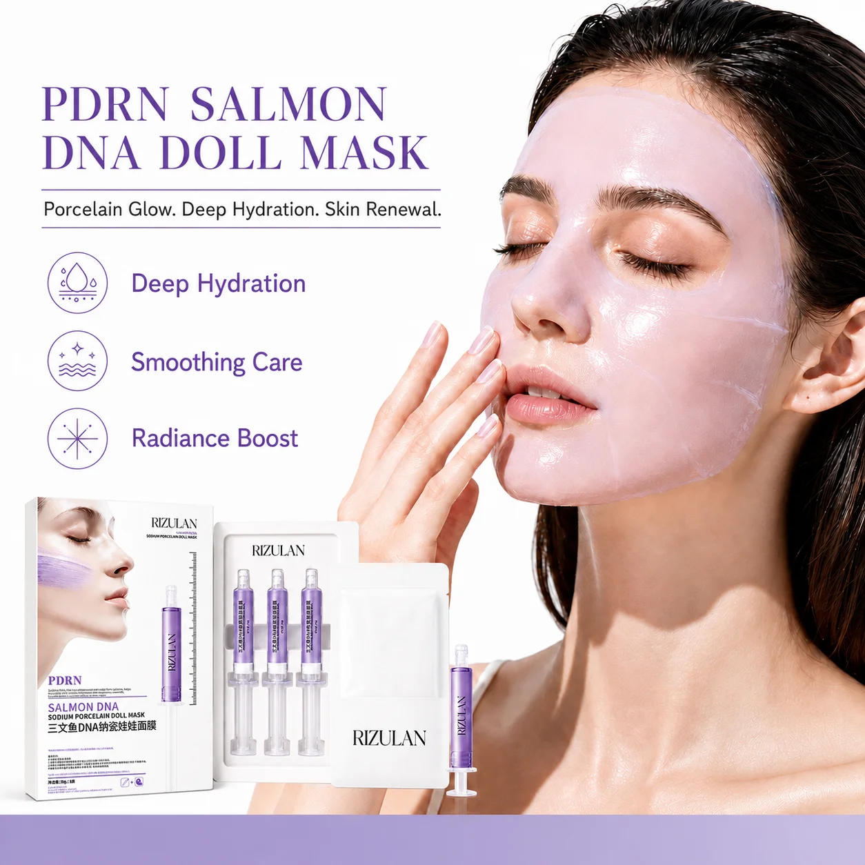 Korean PDRN Salmon DNA Bubble Facial Mask Collagen Glow Hydration Skin Care Oxygen Smoothing Radiance Boost Beauty Products