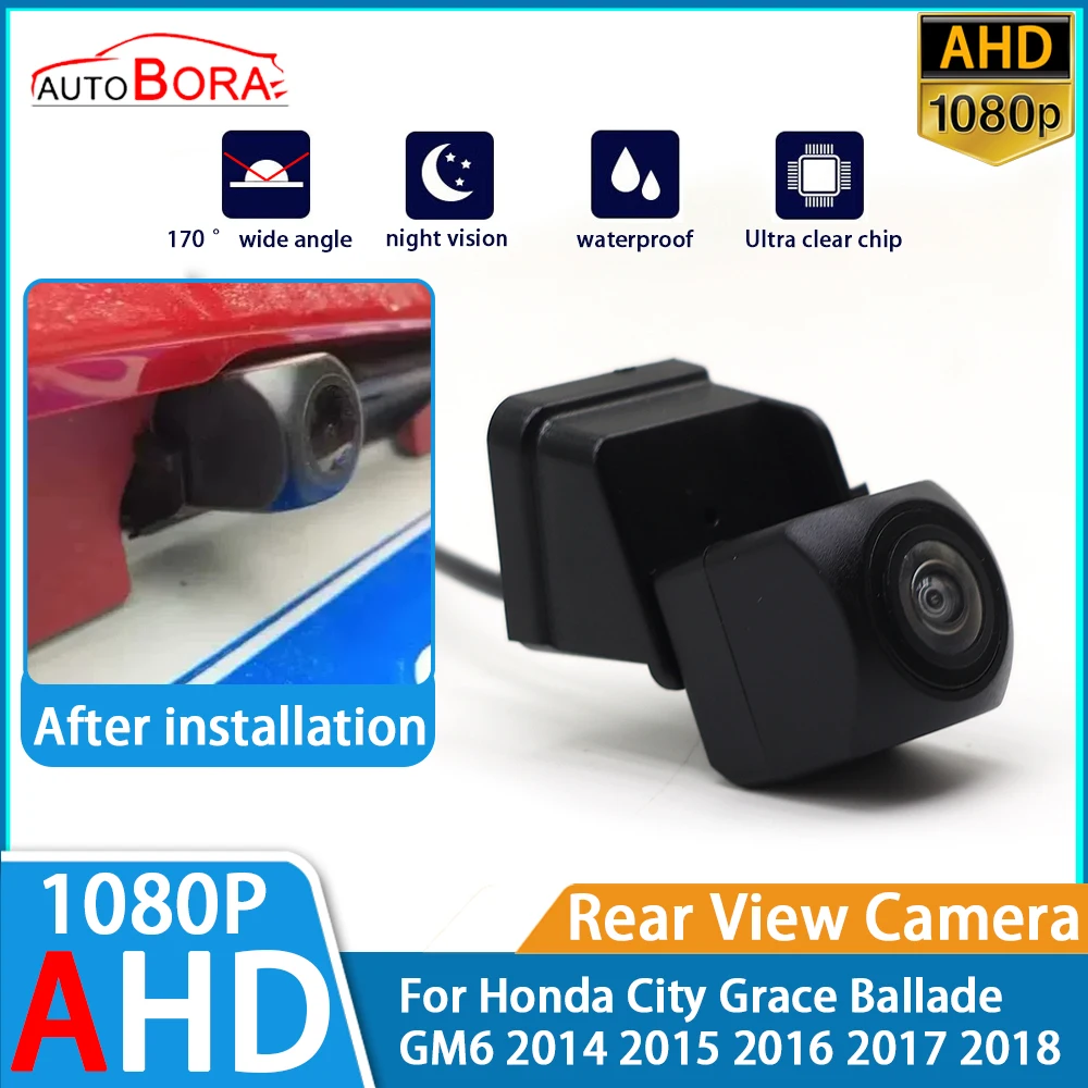 ZhuCamX Reverse Parking Car Rear View Camera AHD 1080P Night Vision for Honda City Grace Ballade GM6 2014 2015 2016 2017 2018