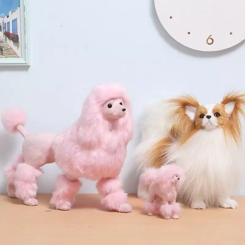 

Simulated Dog Plush Toy Pink Poodle Cute Animal Male and Female Birthday Gift Butterfly Dog Pet Model