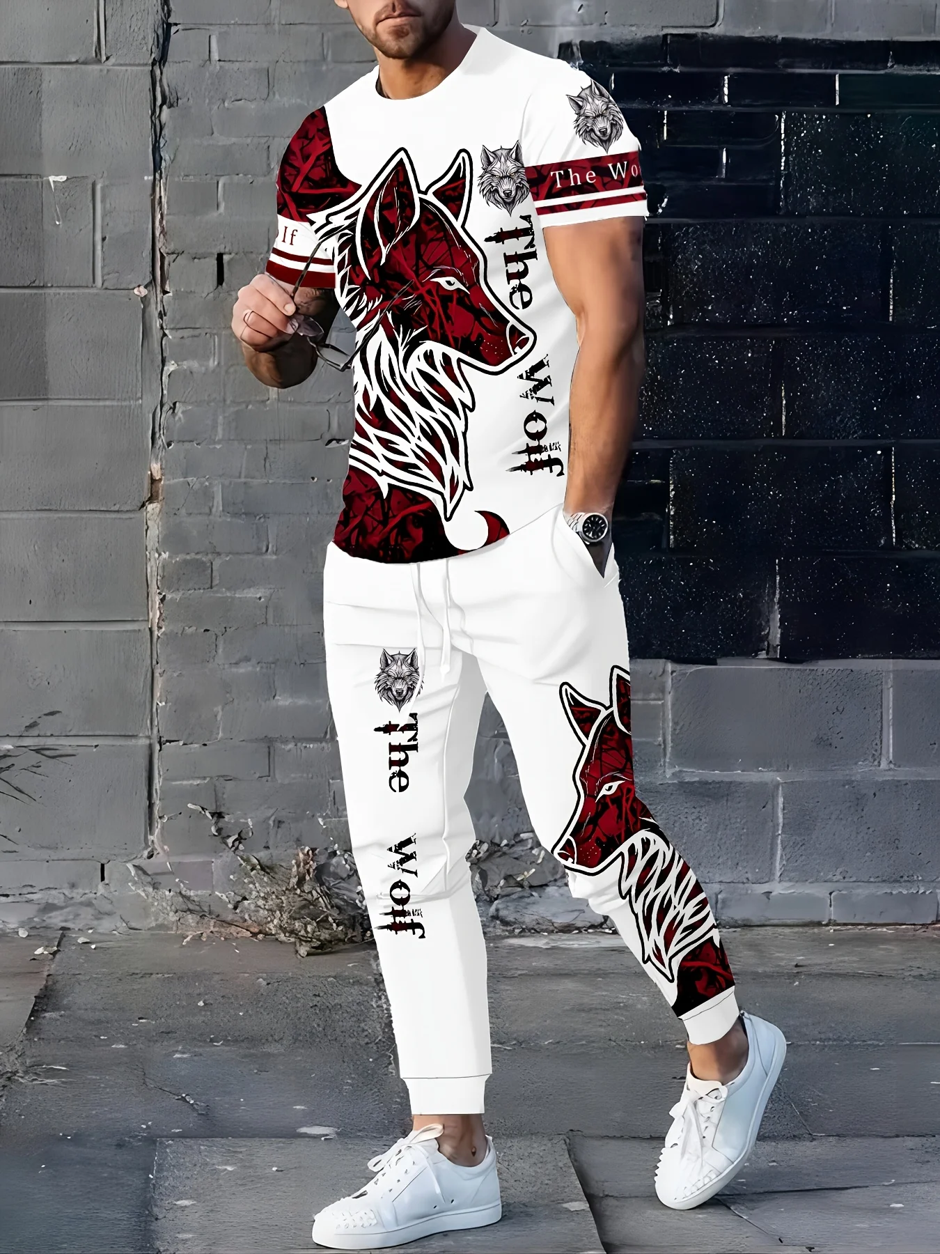 Summer Clothing Shops - 2026 Sommer Herren Kurzarm-Langhosen-Set mit 3D-Druck,