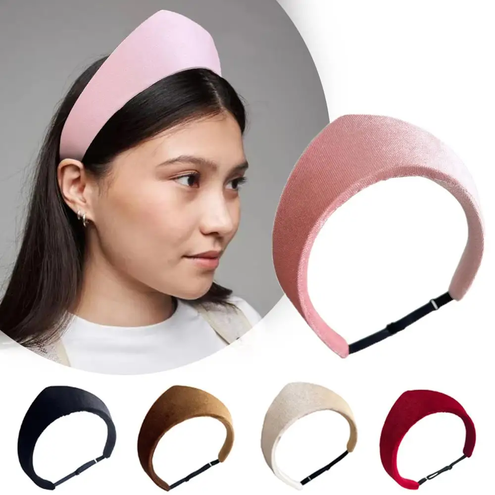 

Винтажная бархатная повязка для волос в форме короны, однотонная повязка на голову в корейском стиле для девочек, нескользящий обруч для волос в стиле ретро, повязка на голову для отдыха, аксессуары для волос