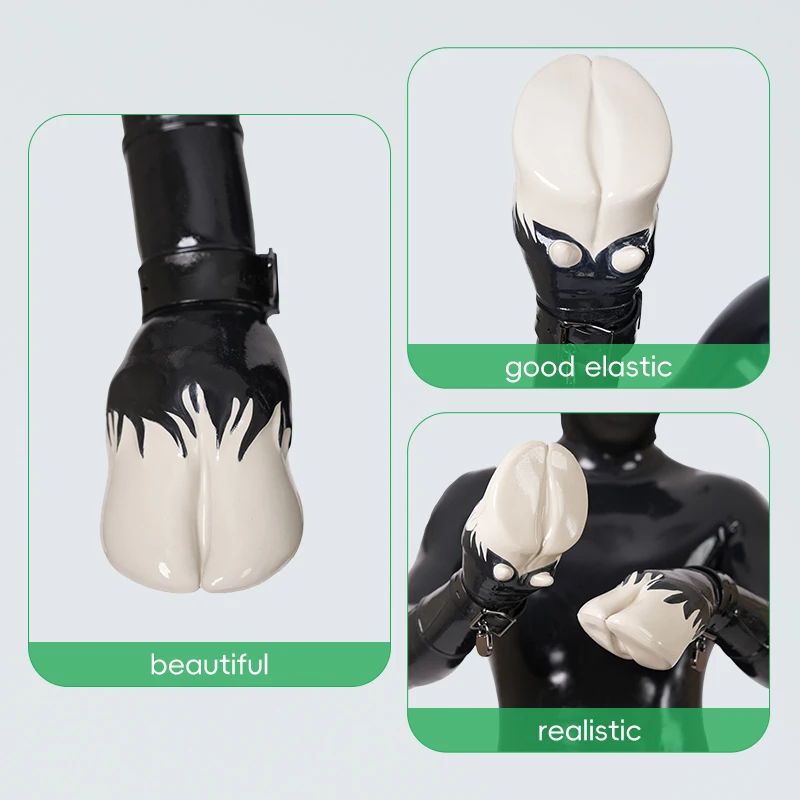 Furrjoi-guantes de silicona con pezuña de vaca para disfraces de Cosplay, fetiche peludo de látex, colorido, personalizado, juego de mascotas, fiesta de Halloween, juego de rol