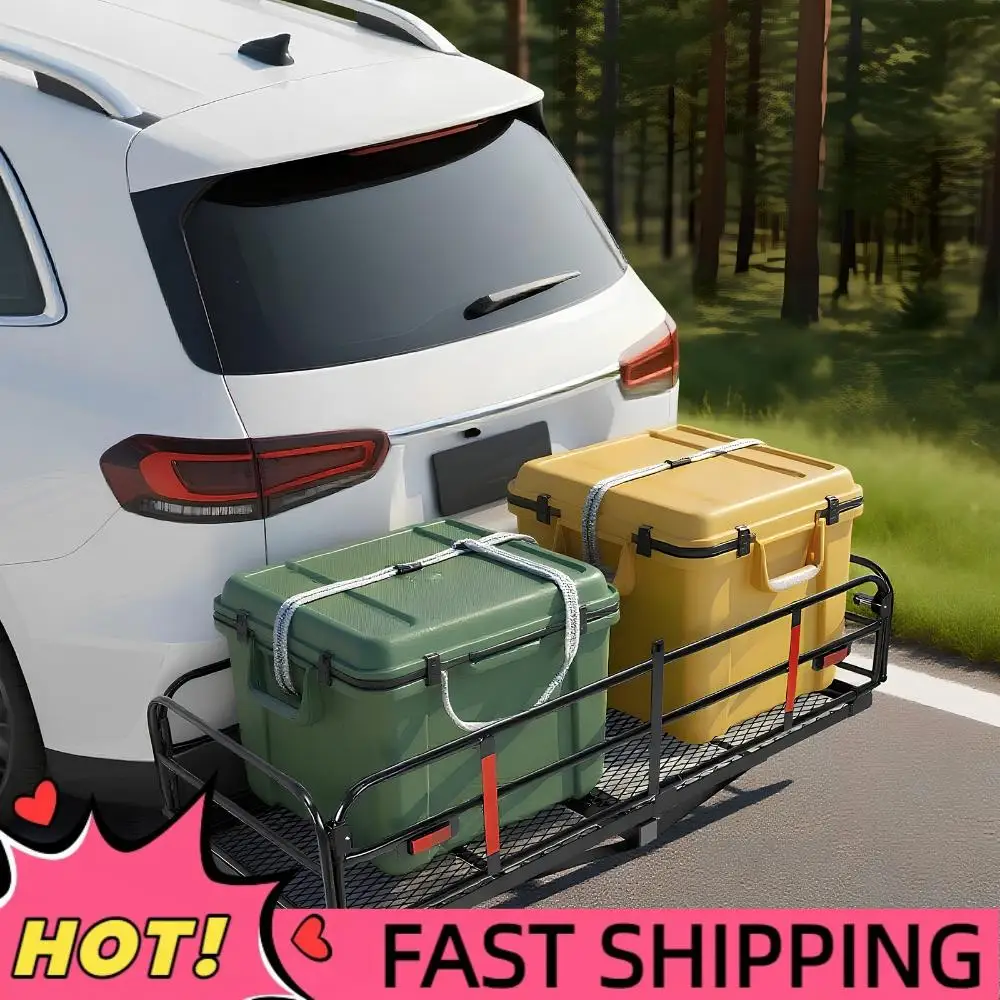 

Складная багажная полка для прицепа, грузоподъемность 227 кг, подходит для 2-дюймового крепления, 60x24x14 дюймов, со стабилизатором для автомобиля, внедорожника, кемпинга, путешествий