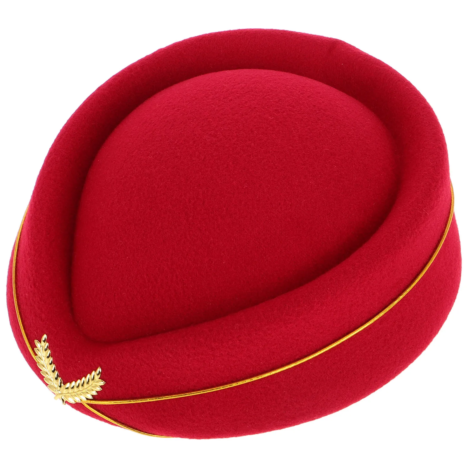 

Air Hostess Hat Felt Flight Attendant Cap Adjustable Stewardess Costume Red Color Soft Comfortable Women Party Stage Performance