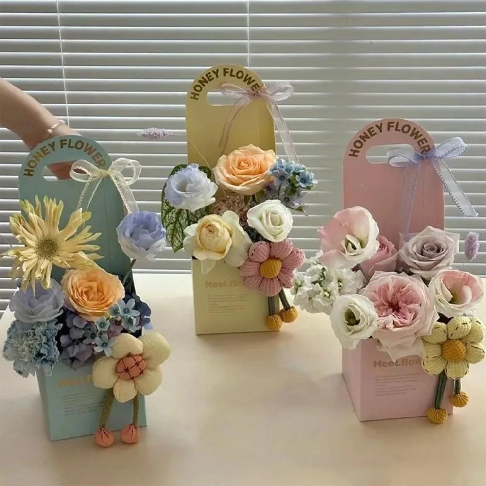 5 Stück Kreative Tragbare Faltbare Blumenbox Handgefaltete Mehrfarbige Blumen-Geschenkbox Dicke Karton-Bouquet-Verpackungsbox – Detail 7