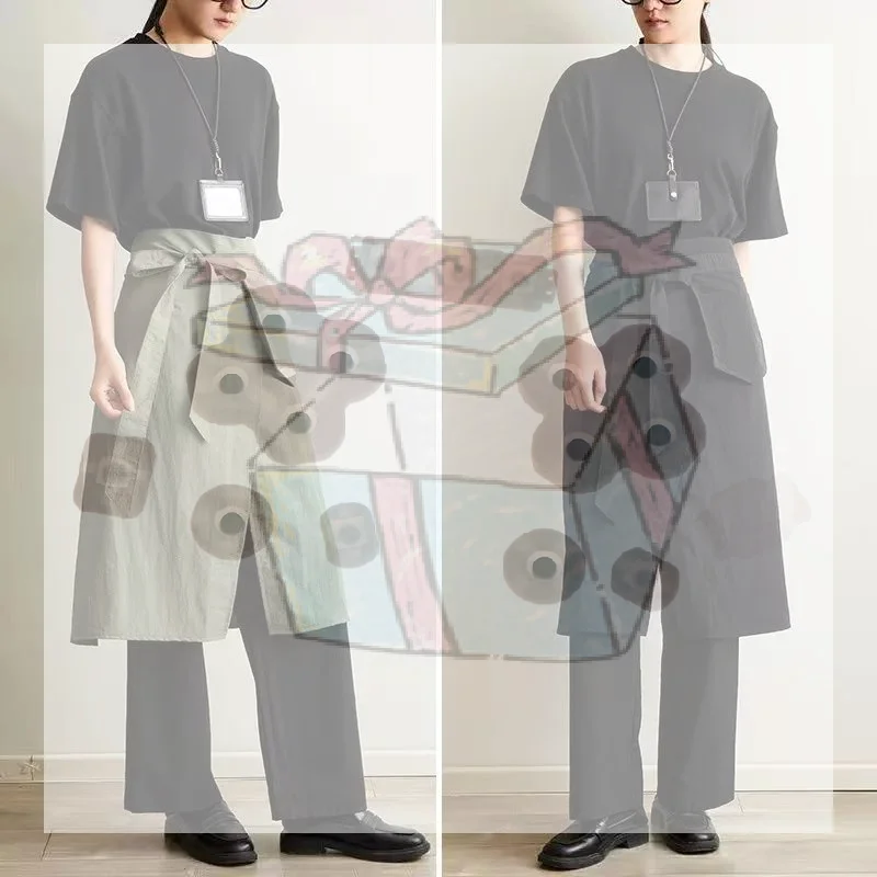 【CC】Half Body Kitchen Apron Waterproof Aprons With Split Leg Design Coffee Shop Barber Home Cleaning Work Clothes