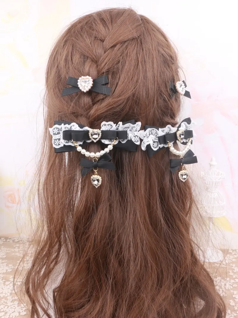 Handmade Japanese Lolita Sweet and Cute Mass-produced Headgear Imported Lace Lta Bag Bow Hairpin Side Clip for Women 4