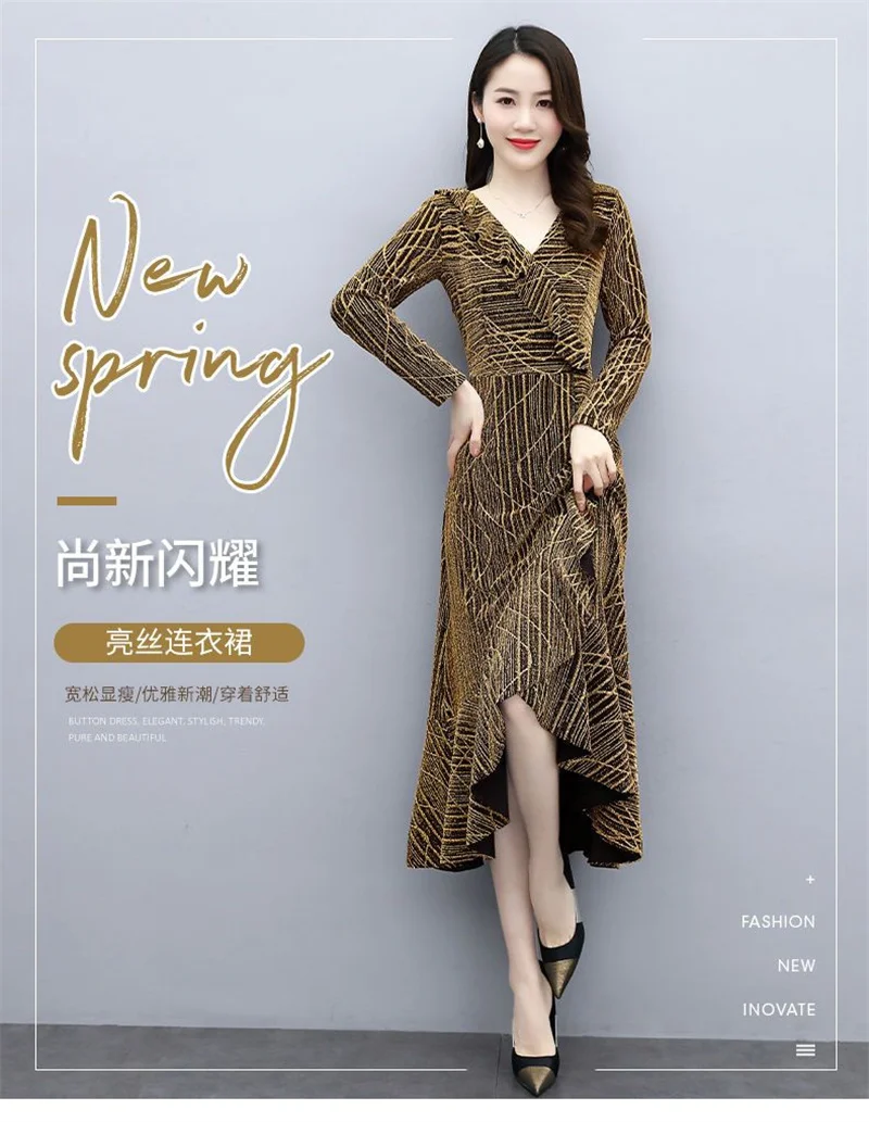 Velvet dress For Spring And Autumn 2024 New Style For Socialites, Slimming Off V-neck Dress Trendy Children's Clothing