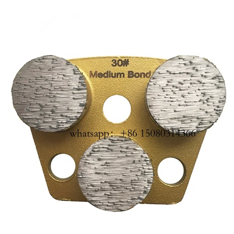 Disco abrasivo per calcestruzzo soft/medio/hard bond da 9 pezzi con tre segmenti rotondi per la ristrutturazione del terrazzo