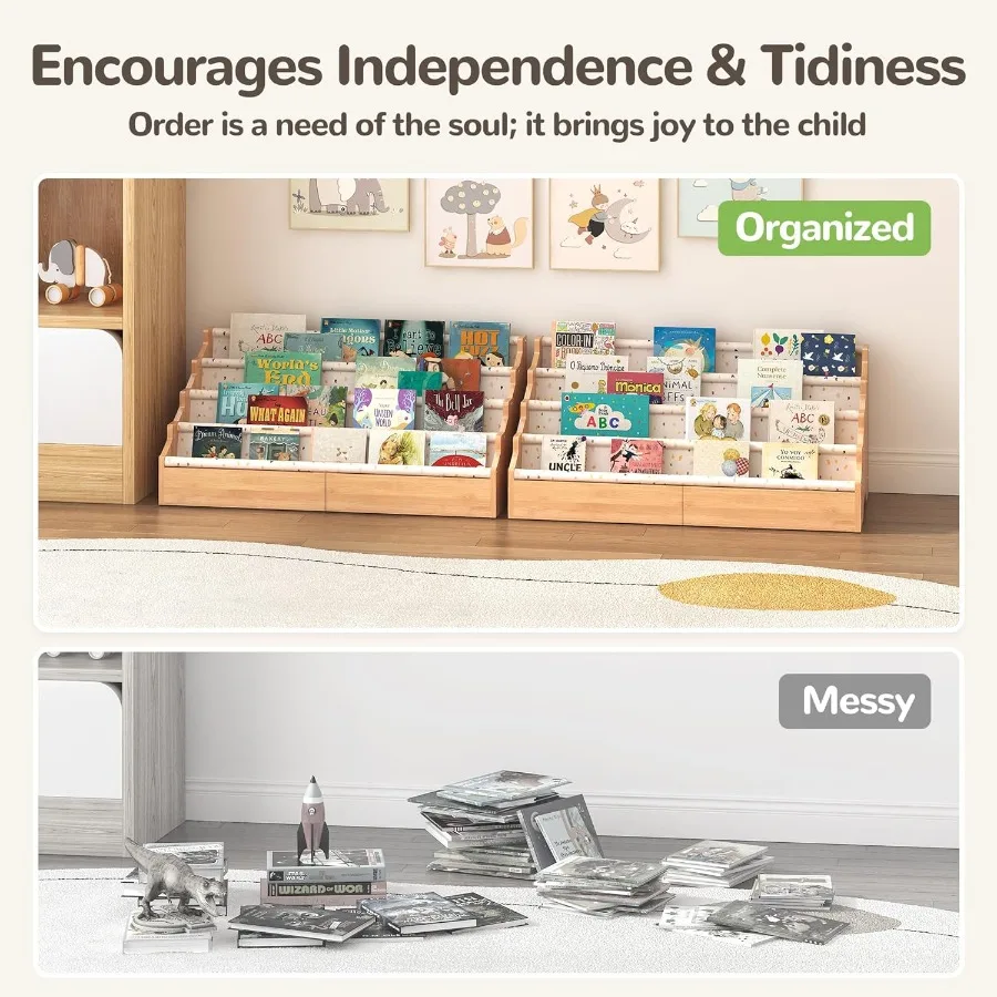 Toddler Bookshelf for Rooms Nursery Book Shelves with Open Forward Display Montessori Book Shelf for Baby Room Small Classroom