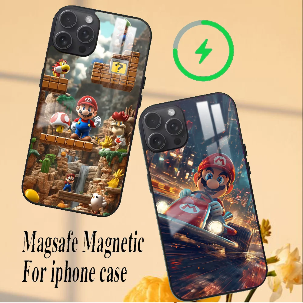 Super M-MarioS Bros Game  Phone Case For iPhone 16 15 14 13 12 11 PRO MAX PLUS Mini Magnetic wireless mirror phone case