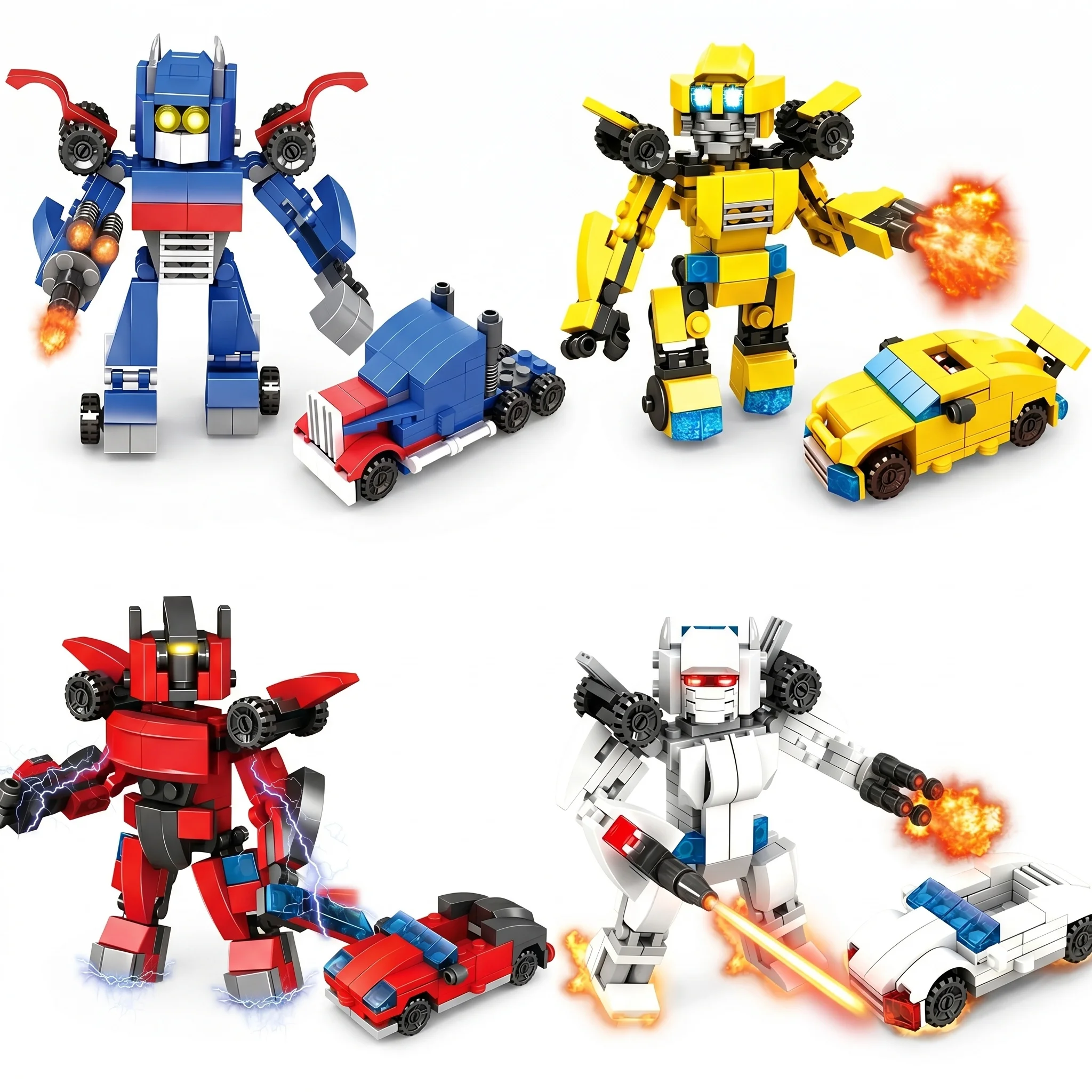 2in1 Transformers Lega Optimus Prime vs Megatron Building Blocks Bumblebee Toys Cybertron Robot Model For Children Birthday Gift