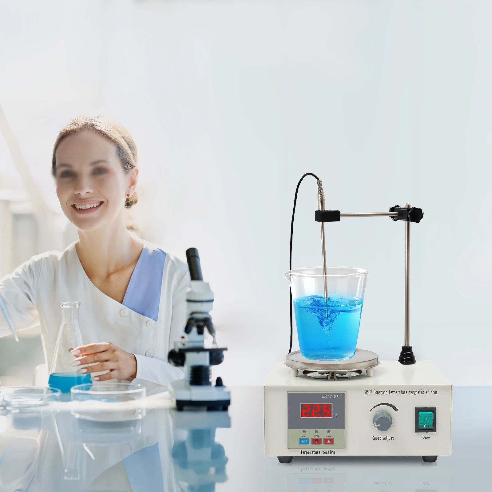 250W Magnetic Stirrer，Large Stirring Volume Lab Digital Table Heating Mixer，With Step-Less Adjustable Speed，Temperature Control