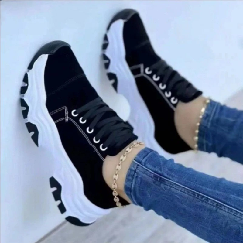 Female Footwear 2024 New Women Sneakers Fashion Platform Lace Up Casual Sports Shoes Comfortable Running Ladies Vulcanized Shoes