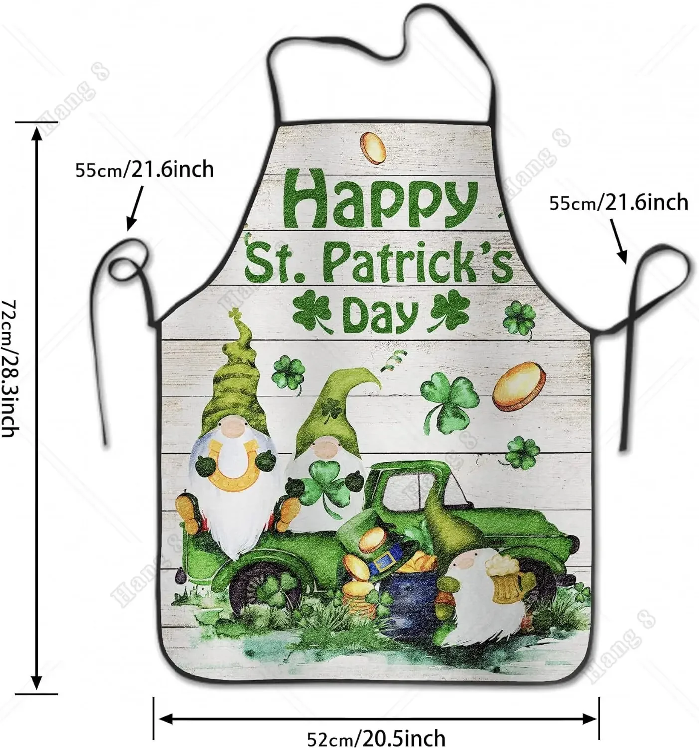 Gnomes Happy St.patrick Clovers Apron with Adjustable Neck Adult Size for Chef Cooking BBQ Kitchen Accessories Print Pattern