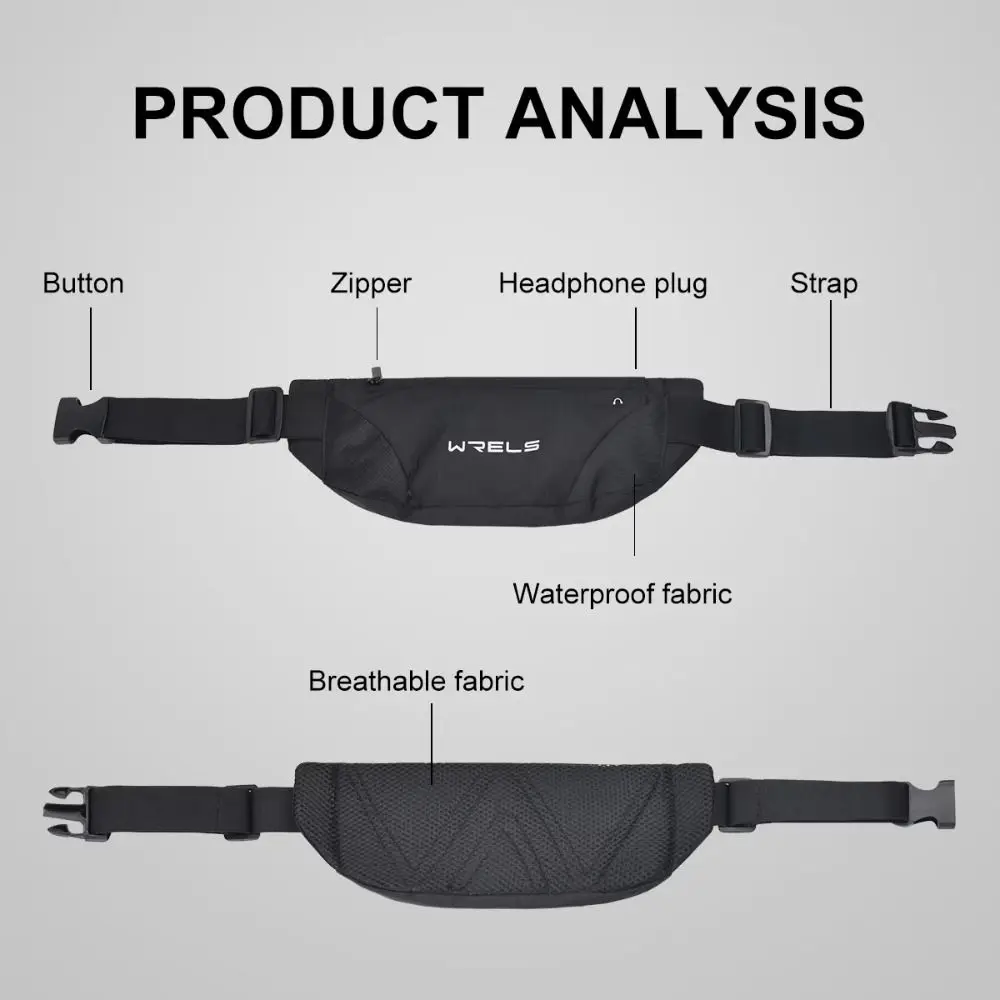 

Waterproof Running Waist Bag Headphone Hole Phone Holder Mobile Phone Bag Elastic Ultra-thin Sports Fanny Pack Gym Fitness
