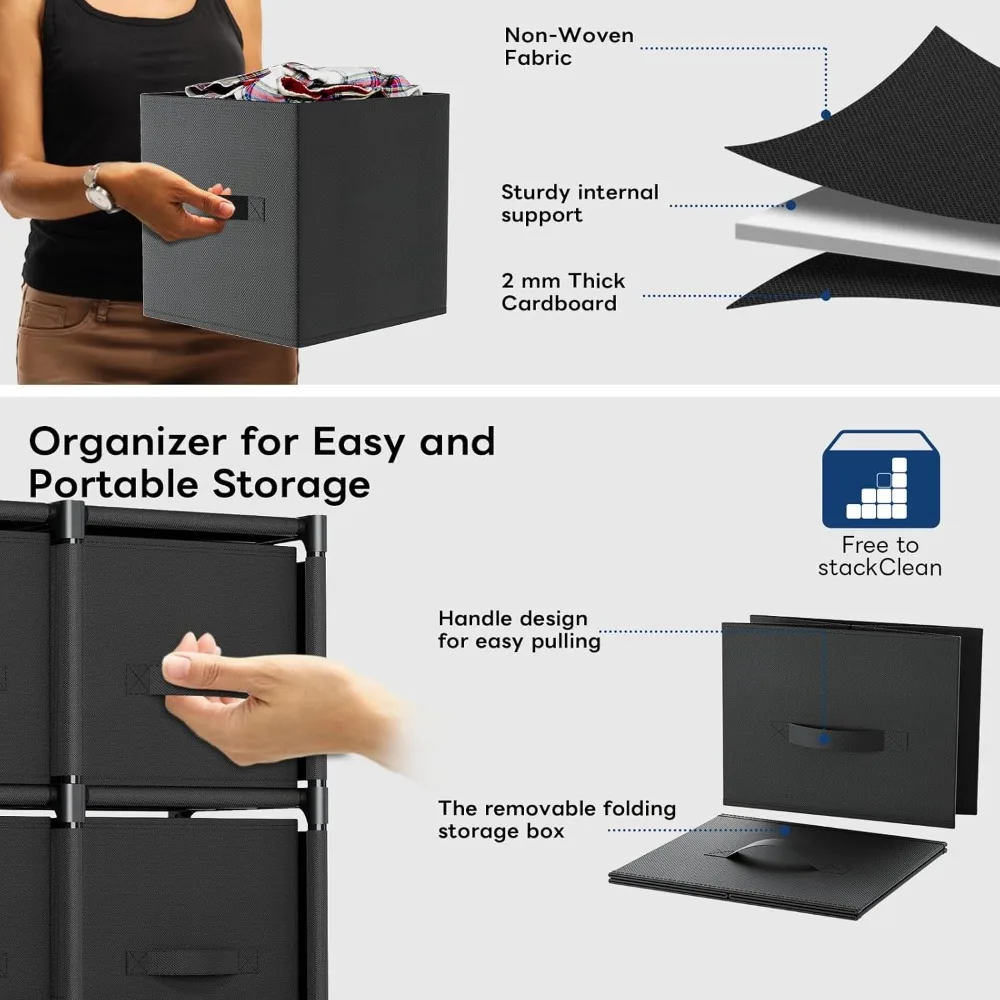 منظم تخزين Mavivegno 9 Cube، حل تخزين الخزانة، أرفف مكعبة معيارية مع أدراج، تتطلب تجميع بسيط #3