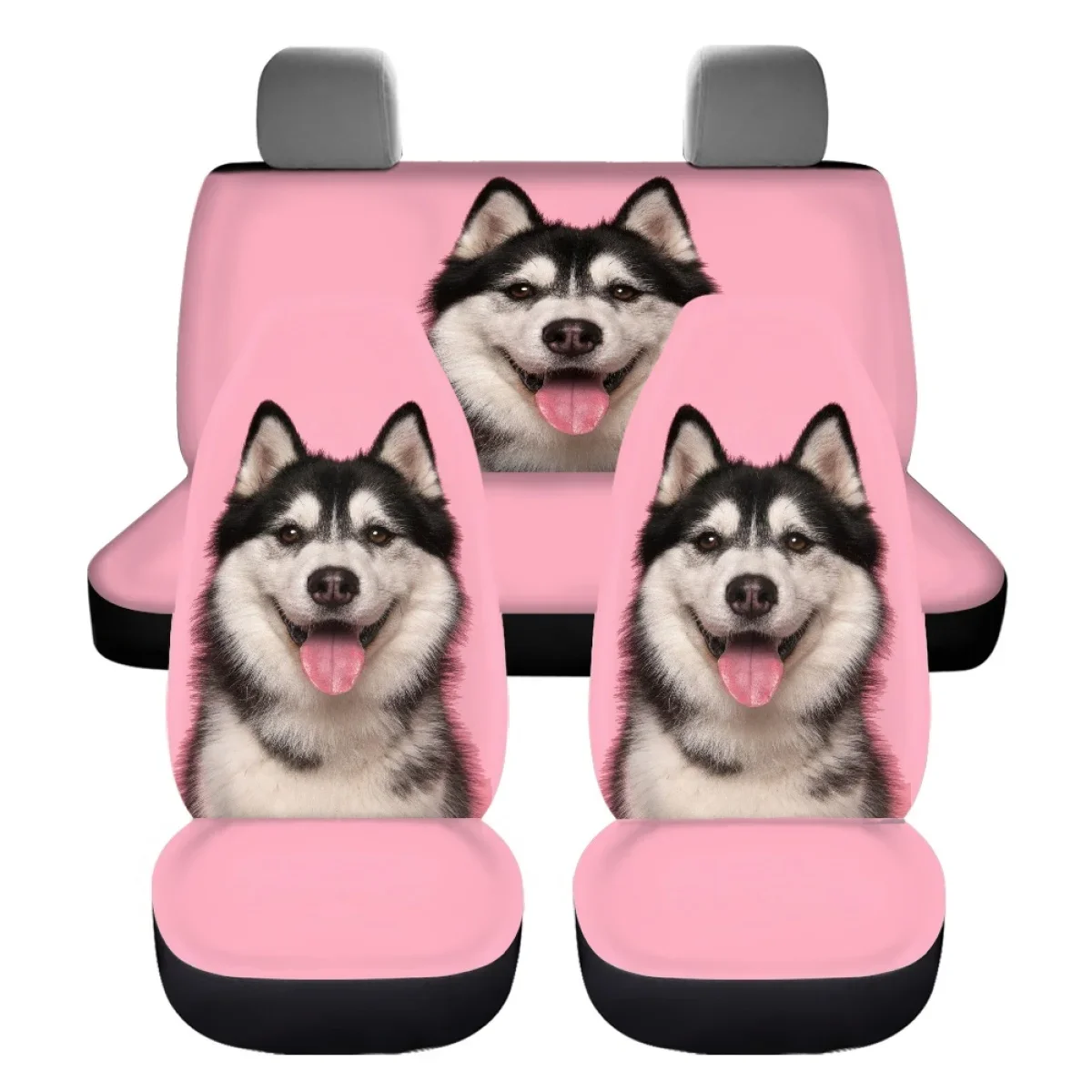 Cute Husky Pattern Car Seat Protect Cover for Most Cars SUV Women Funny Dog Animal Seat Cushion Covers Polyester Car Accessories