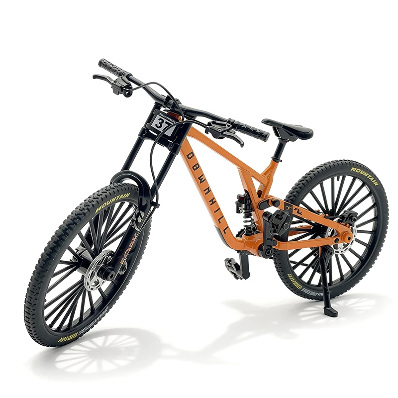 1:8 Maßstab Legierung Mountainbike Miniaturmodell mit Doppel-Stoßdämpfern, abnehmbare Desktop-Dekoration, Geschenk für Fahrrad-Enthusiasten