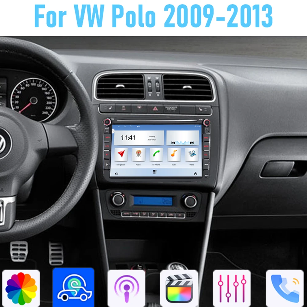 

8" For VW Polo 2009-2013 Car Stereo Radio Carplay Android Auto Head Unit WIFI BT GPS Navi Reversing Image Multimedia Player