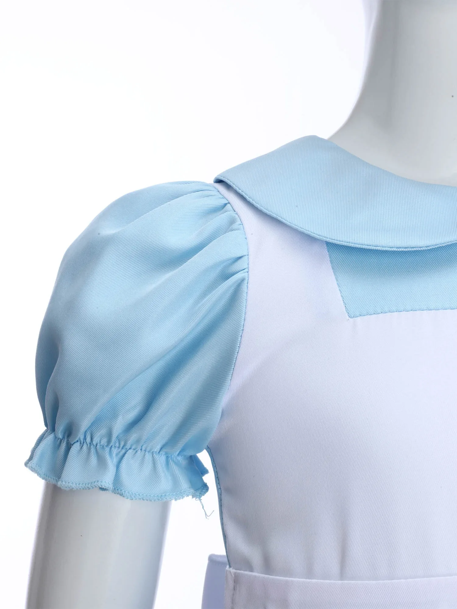 فتاة 3 قطعة فستان حفلة العجائب يتوهم مجموعة قصيرة الأكمام نفخة طول الركبة فستان مكشكش ومطابقة كشكش المئزر الشعر هوب #5