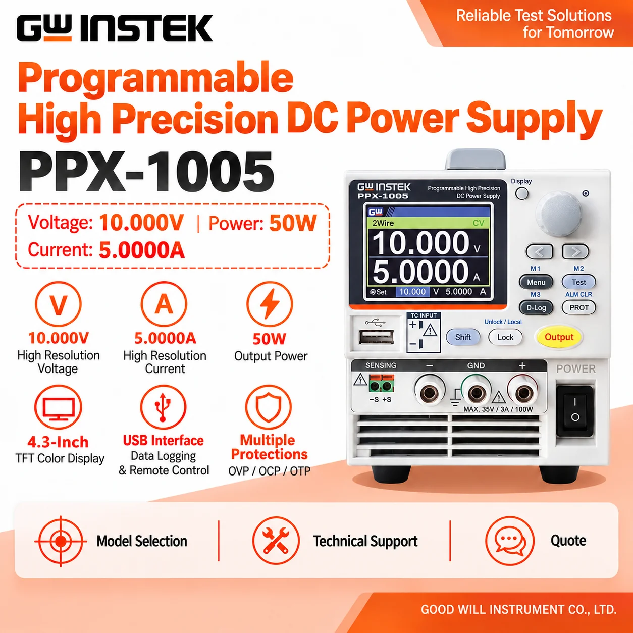 GWINSTEK PPX-1005 PPX-10H01 PPX-3601 Programmable High-Precision DC Power Supply, Low Ripple, High Resolution, GPIB Option