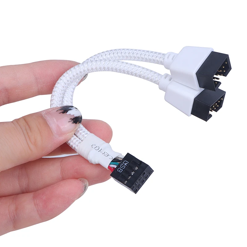 Audio HD Extension Cable For PC DIY 15cm Computer Motherboard USB Extension Cable 9 Pin 1 Female To 2 Male Y Splitter