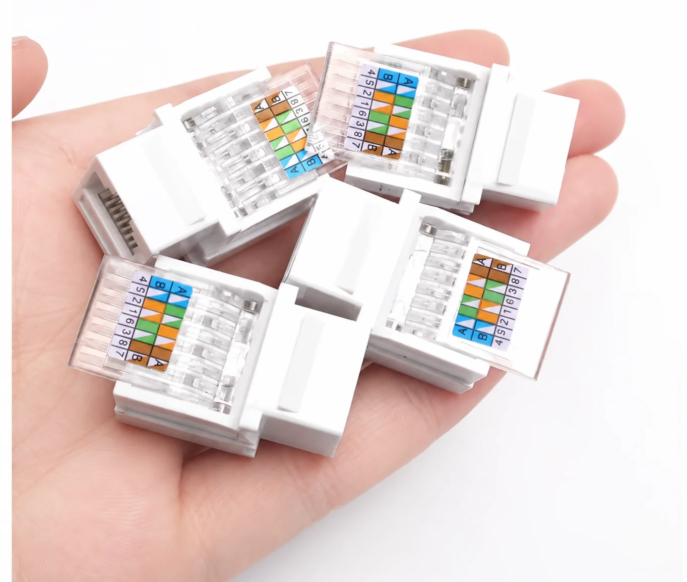 1/3/5/10PCS Cat5e RJ45 Keystone Jack Tool-Less Ethernet Module White Female Connector for Network Wall Plates T568A/B Wiring