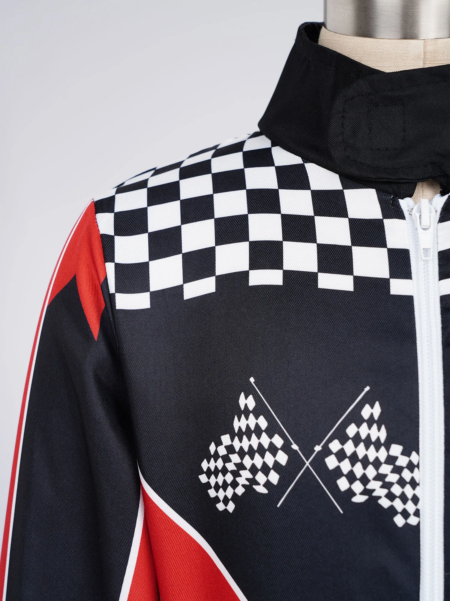 Boys Cycling Racing Jumpsuit Mock Neck Long Sleeve Belt Stretchy Quick Dry Breathable for Cosplay Sport Theme Party Stage