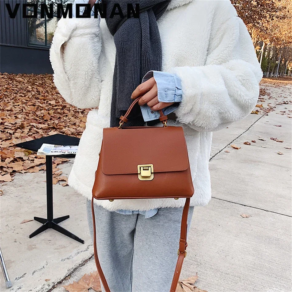 Vintage Tote Bag Winter New Quality PU Leather Women\'s Designer Handbag Purses Luxury Designer Mini Shoulder Messenger Bag