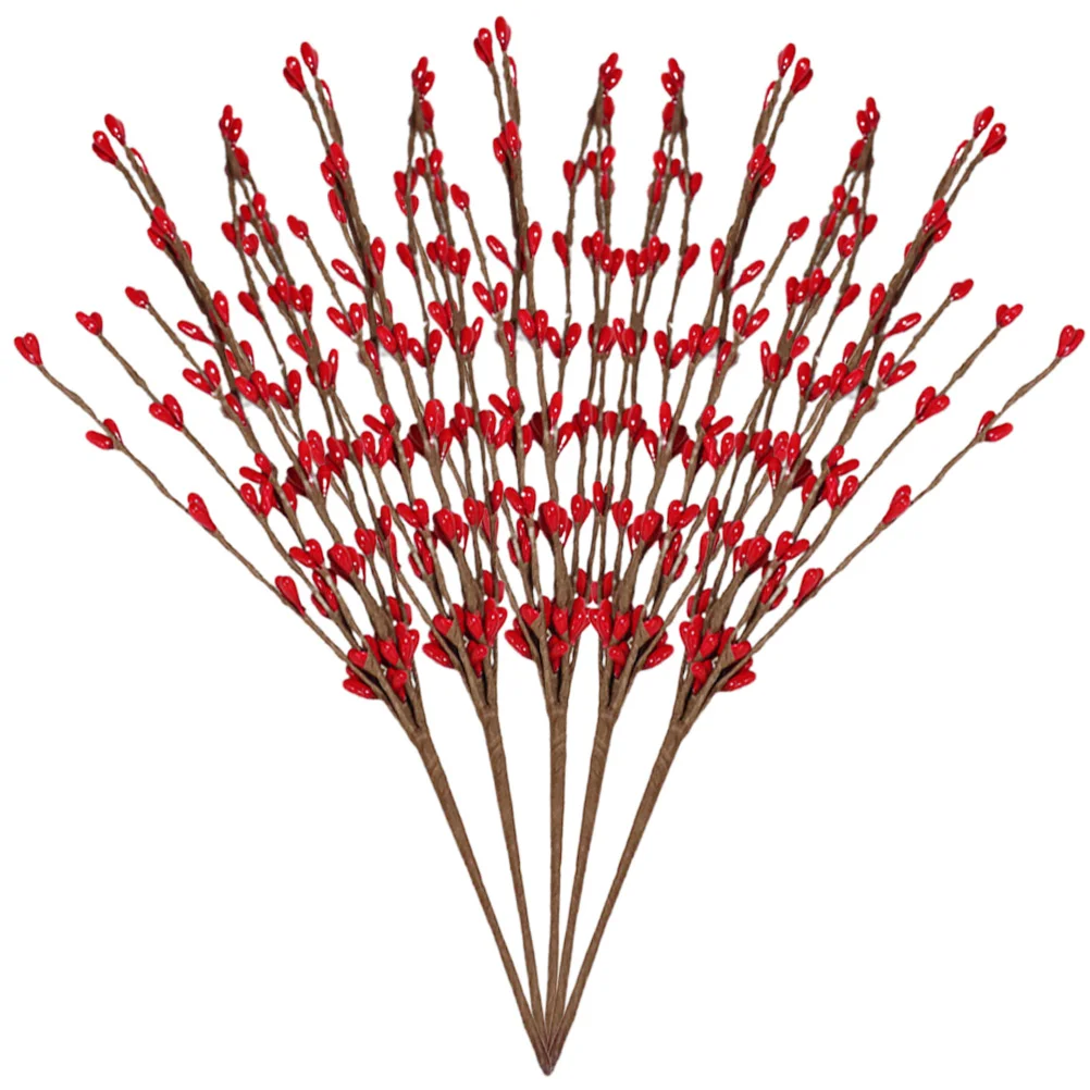 5 قطعة فروع التوت الاصطناعي سيقان التوت الأحمر وهمية لزهرية ديكور عيد الميلاد الديكور تشكيلة زهور المنزل عيد الميلاد #2