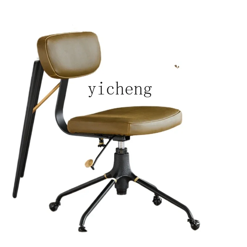 medieval retro old expression solid wood industrial style leather study computer lifting office chair  home accessories