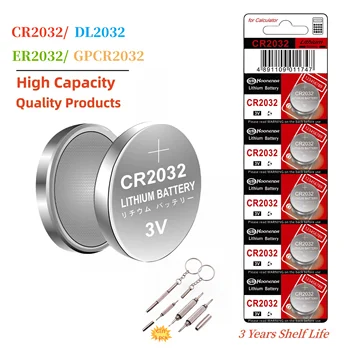 CR2032 Lityum Düğme Düğme Hücresi 2032 Pil AirTag Anahtar FOB'ler ile Uyumlu hesap makineleri Para sayaçları Saatler 2-40 adet vb