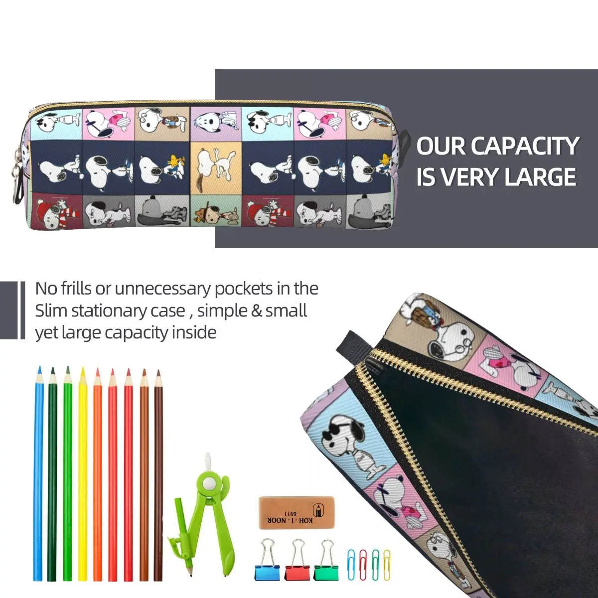 Snoopy Tour Etui Leuke Cartoon Penhouder Tas Student Grote Capaciteit Schoolbenodigdheden Rits Pennenbakje