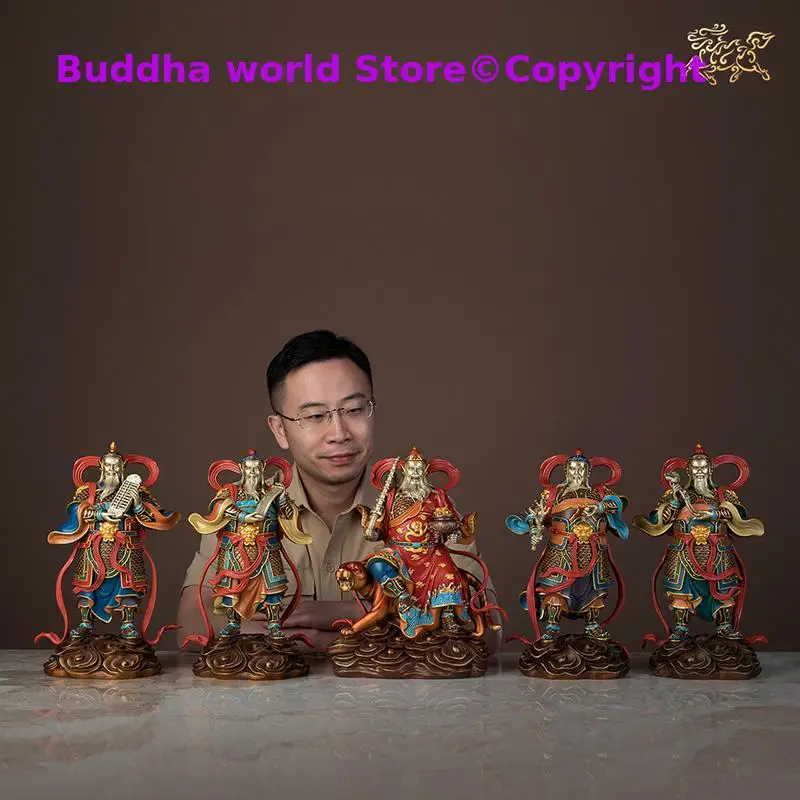 5 pçs high grade ásia casa empresa carreira trazer dinheiro boa sorte wu lu cai shen deus da riqueza buda bronze escultura estátua