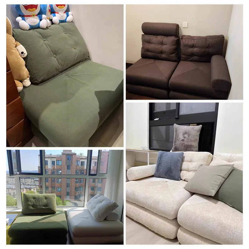 Small apartment tofu module lazy sofa minimalist cream style fabric sofa armless single sofa