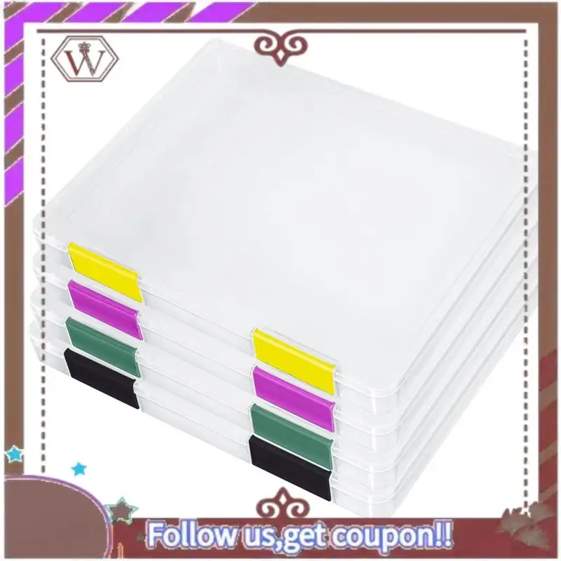 ABBG-4PCS A4 แฟ้มแบบพกพากรณีโครงการ, แบบพกพา A4 แฟ้มกล่องพลาสติกสมุดภาพกล่องเก็บกระดาษสําหรับ 8.5X11 นิ้วกระดาษ Letter Dur