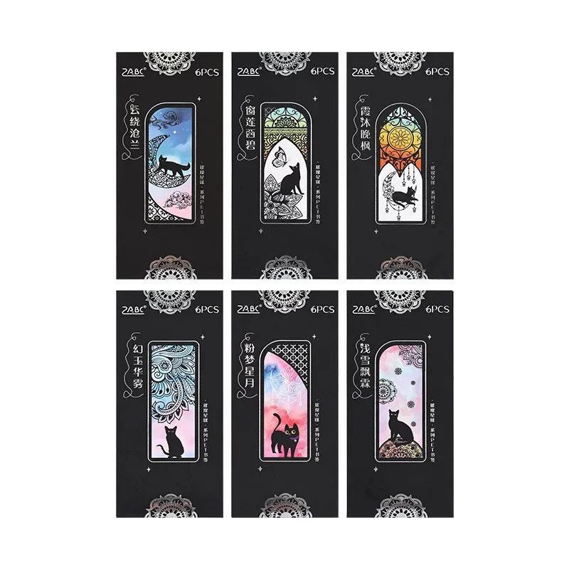 6/36sheets Bright Kitten Series Bookmark Material Decorative Collage Bookmark DIY Kawaii Stationery