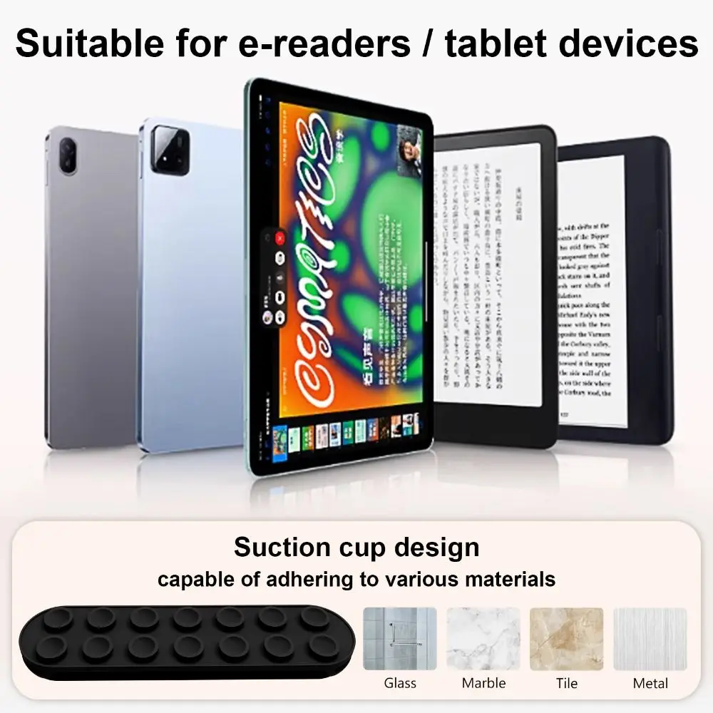 Universal Suction Cup Tablet Hand-Strap Silicone Anti-loss eReader Holder Solid Color Non-slip Fixed Belt