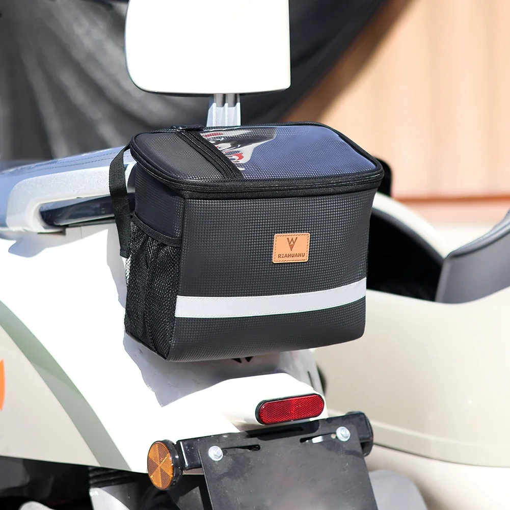 8L Bike Insulated Bag Large Capacity Touch Screen Bike Front Storage Bag Waterproof with Reflective Strip Cycling Accessories